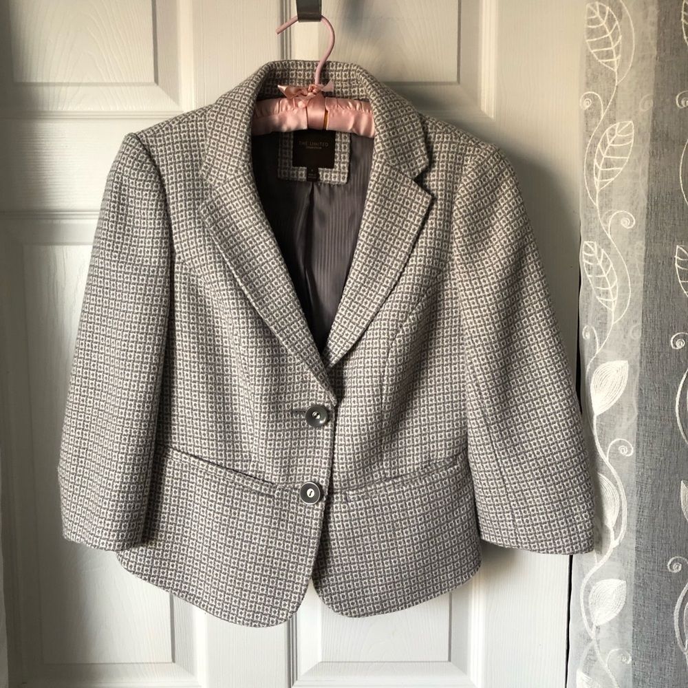 The Limited Tweet wool blend Women's Blazer babydoll ruffle back size S